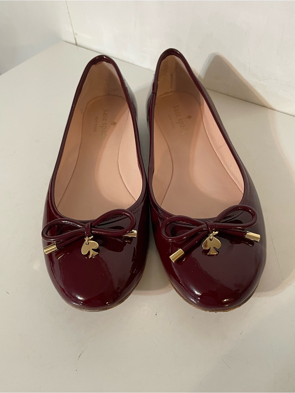 Kate Spade Patent Leather Flats in Maroon